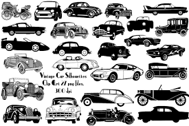 Vintage Car Silhouettes Ai Eps Png Widest Inches Graphics Point Car Silhouette Art Design Car Drawings