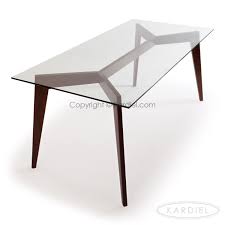 Deco Blaze Mid Century Modern Dining Table Walnut Legs Glass Top Modern Glass Dining Table Glass Dining Table Midcentury Modern Dining Table