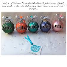 Family Set Of Personalised Baubles Hand Painted Image Decorated With Glitter And Gem Personalised Christmas Baubles Personalised Bauble Personalized Christmas