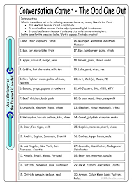 Conversation Corner The Odd One Out Worksheet Free Esl Printable Worksheets Made By Teachers The Odd Ones Out Reading Comprehension Worksheets Worksheets