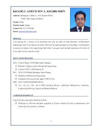 Myresume Khairul Azeem Bachelor In Mechanical Engineering