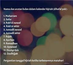 Nama Bulan Dalam Islam Di 2020 Nama Tanggal Bulan
