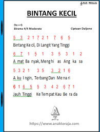 Not Angka Lagu Bintang Kecil