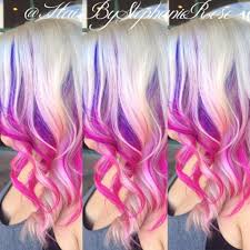 Blonde Pink And Purple Hair Purple Blonde Hair Peekaboo Hair Hair Highlights