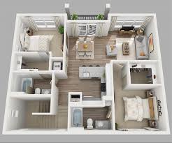 20 Designs Ideas For 3d Apartment Or One Storey Three Bedroom Floor Plans Home Design Lover Apartment Floor Plans Bedroom Floor Plans Floor Plan Design