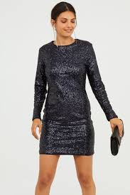 2020 H M Elbise Modelleri Lacivert Kisa Uzun Kollu Pullu Payet Elbise The Dress Elbise