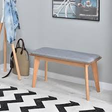 Banc Design Banc En Bois Pilar 90 Cm Gris Bois Du Chene Pieds En Bois Massif Assise En Tissu Style Scandinave Achat Vente Banc Gris Cdiscount