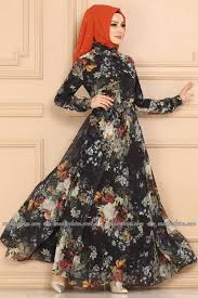 Modaselvim Elbise Desenli Sifon Elbise Ygs6211 Siyah Sifon Elbise Elbise Maksi Elbiseler