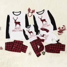 Merry Christmas Reindeer Plaid Design Family Matching Pajamas Set Matching Family Outfits Christmas Pajamas Kids Kids Sleepwear