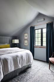 Bedroom Dark Walls Dark Curtains Dark Window Panes Linen Bedding Artwork Pillows Velvet Blue Master Bedroom Gray Bedroom Walls Blue Curtains Bedroom