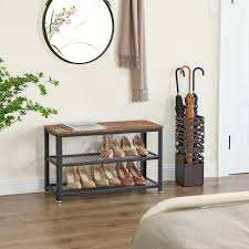 Vasagle Banco Zapatero Con Asiento Estante De Zapatos De 3 Niveles Organizador De Almacenamiento Con Asiento Y En 2020 Marcos De Metal Estantes Para Zapatos Zapatero
