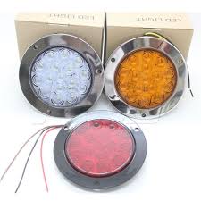 1 Pair 16 Led Car Rear Tail Lights Round Reverse Brake Turn Signal Lamp For 12v 24v Truck Trailer Rv Review Truck And Trailer Tail Light Lights