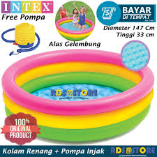 Intex Kolam Renang Karet Anak Kolam Mandi Bola 147 X 33 Cm Pompa Injak Lazada Indonesia