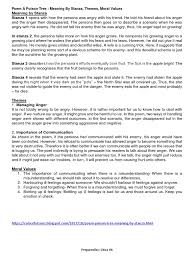 Poem A Poison Tree Meaning By Stanza Themes Moral Values Docx Anger Psychological Concepts