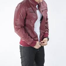 David Beckham Style Deri Mont Bordo Lastikli Erkek Mont 335 David Beckham Mont Erkek Mont