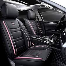 Amazon Com Outs Luxury Leather Auto Car Seat Covers 5 Seats Full Set Universal Fit Black Pink Automotiv Leather Car Seat Covers Car Seats Leather Car Seats