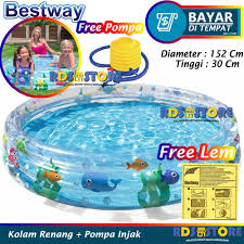 Bestway Kolam Renang Karet Anak Kolam Mandi Bola 152 X 30 Cm Pompa Injak Lazada Indonesia