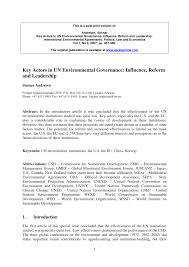 Pdf Key Actors In Un Environmental Governance Influence Reform And Leadership