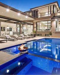 Blue Swimming Pool With Dream Luxury Mansion Luxury Homes Dream Houses Pool Houses Modern Mansion