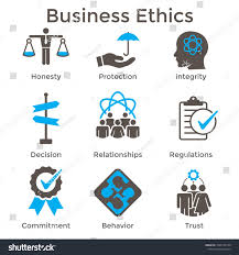 Business Ethics Solid Icon Set With Honesty Integrity Commitment Business Ethics Ethics Startup Business Plan