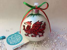 Welsh Dragon Personalised Bauble Hand Painted On Glass Www Excitabauble Co Uk Painted Christmas Ornaments Painting Glassware Personalised Bauble