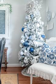 Blue And White French Farmhouse Christmas Tree Diy Beautify Creating Beauty At Home