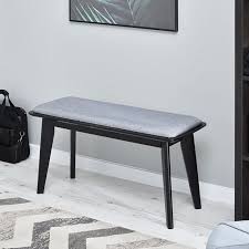 Banc Design Banc En Bois Pilar 90 Cm Gris Noir Pieds En Bois Massif Assise En Tissu Style Moderne Achat Vente Banc Noir Cdiscount