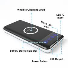 Wireless Battery Charger 10 000 Mah Qi Portable Power Bank Wireless Charging Battery Pack For All Qi Enabl Wireless Battery Charger Phone Power Bank Powerbank