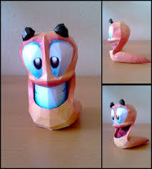 Worms 3d Worm By Destro2k On Deviantart Paper Crafts Video Game Papercraft Geek Diy