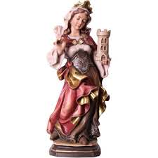 Ein modell, daß vom bildhauermeister leo moroder aus st. Heilige Barbara Mit Turm Heiligenfigur Holz Geschnitzt Handbemalt Sudtirol