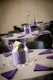 For something different, use a square table, and square plates. Pin By 1 817 724 6395 On 15 De Paris Purple Wedding Centerpieces Wedding Centerpieces Purple And Silver Wedding