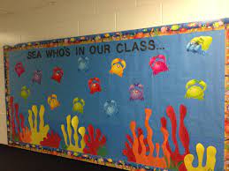 This list of ocean themed activities and crafts for kids is perfect for preschool, daycare, and summer day camps. My Beach Theme Classroom Bulletin Board Beach Theme For Preschool Ocean Theme Classroom Beach Theme Classroom Classroom Themes