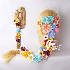 See more of rapunzel hair on facebook. Princess Tangled Rapunzel Cosplay Wig Blonde Braid Hair Long Golden Braid Hair With 30 Piece Flowers For Women Halloween Party Aliexpress