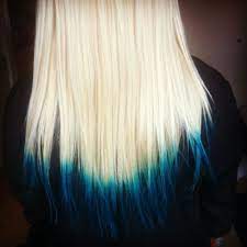 Now, this is pretty straightforward to apply. Blue Hair Blue Tips Hair Blonde Hair With Blue Tips Dip Dye Hair