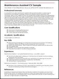 Some jobs, particularly those in offices, shops and factories, may need to be. Maintenance Assistant Cv Example Myperfectcv