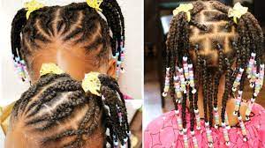 These braids are gorgeous and we love how they start off as standard braids and go into one fishtail braid. How To Little Girls Braided Hairstyle With Beads Youtube