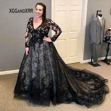 The top countries of suppliers are india. Plus Size Black Long Sleeves A Line Lace Wedding Dress 2019 Bridal Gown Sexy Backless Chapel Train Bride Dress Custom Made Buy At The Price Of 186 15 In Aliexpress Com Imall Com