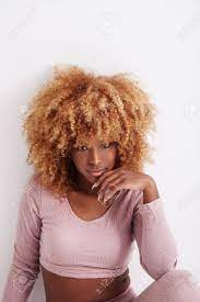 Buy the best and latest african hair on banggood.com offer the quality african hair on sale with worldwide free shipping. Pretty Black African American Woman With Curly Blonde Hair Stock Photo Picture And Royalty Free Image Image 69195067