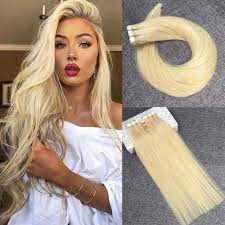 They say blondes have more fun, so why not go as blonde as possible? Amazon Com Reysaina 14inch Tape In Blonde Hair Extensions Remy Real Human Hair 613 Bleach Blonde Glue In Extensions 30g Per Package Beauty