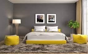 Luxe silver and blue bedroom. Yellow Bedroom Ideas The Home Depot