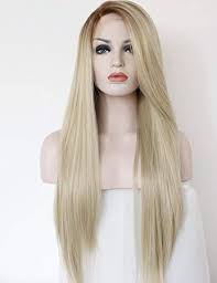 All our wigs are made of heat resistance fibre and can be styled by hot tools. Amazon Com K Ryssma Fashion Ombre Blonde Glueless Lace Front Wigs 2 Tone Color Light Brown Roots 12 Side Part Long Natural Straight Heat Resistant Synthetic Hair Replacement Wig For Women Half Hand