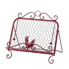 New Red Rooster Cookbook Stand Cook Book Holder Country Vintage Kitchen Decor