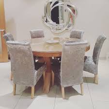 Silver Grey Crushed Velvet Chair Covers Dining Chair Covers High Back Dining Chairs Chair Covers