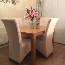 Cream Velvet Chairfx Chair Covers Xxl Size Looking Great On This Customer S Chairs If You Don T Know What Size You D Nee Dining Chairs Chair Furniture Design