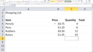 Excel Shopping List Youtube