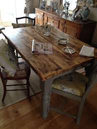 This is a great coffee/dining table if you are short of space. 4ft Rectangle Kitchen Table Made From Reclaimed Scaffold Boards Painted In Loft In Rustic Kitchen Tables Farmhouse Kitchen Table Sets Rectangle Kitchen Table