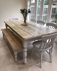 Chairs with arms should be able to easily slide under the table's aprons. Lime Washed Farmhouse Tables And Benches Bespoke Sizes Country Life Furniture Farmhouse Dining Rooms Decor Farmhouse Kitchen Tables Farmhouse Dining Table