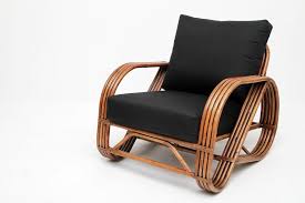 4 Strand Pretzel Armchair With Black Cushions Lincoln Brooks Bamboo Chair Bamboo Furniture Rattan Furniture