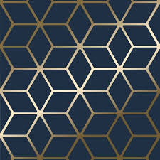 House Of Alice Cubic Shimmer Metallic Wallpaper Navy Blue Gold H264981 Wallpaper From I L Blue And Gold Bedroom Blue And Gold Wallpaper Metallic Wallpaper