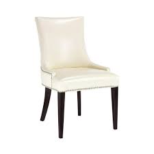 Becca 21 5 In W Nailhead Dining Chair In Cream Leather Dining Chairs Tufted Dining Chairs Leather Side Chair